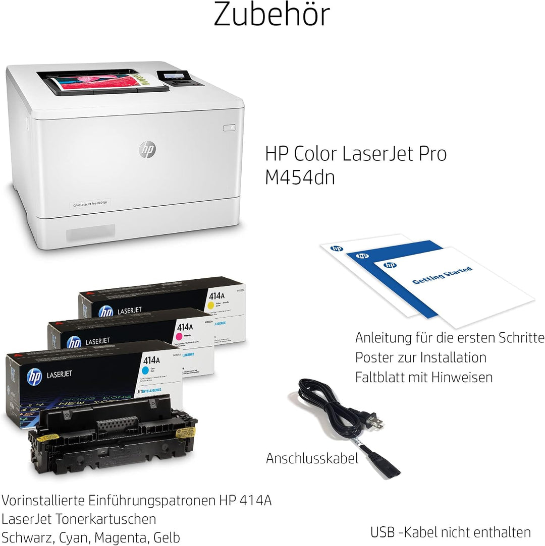 HP Color LaserJet Pro M454dn Farblaserdrucker (Laserdrucker, LAN, Duplex, Airprint) weiss Drucker LA