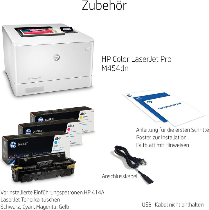 HP Color LaserJet Pro M454dn Farblaserdrucker (Laserdrucker, LAN, Duplex, Airprint) weiss Drucker LA