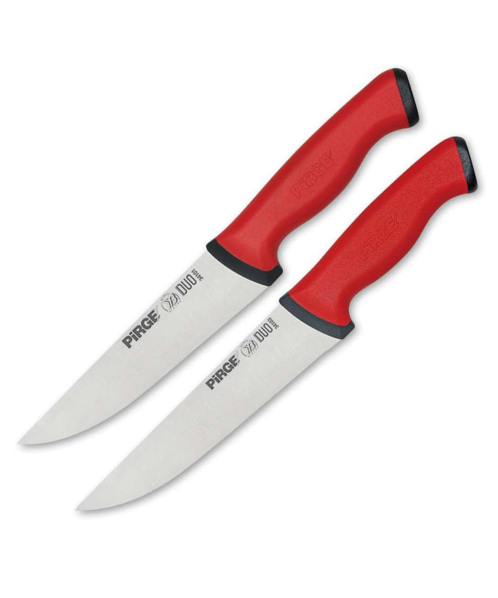 Pirge Duo Profi Metzgermesser Set Mit Rutschfestem Griff - 14,5 cm und 19 cm Schlachtermesser - Flei