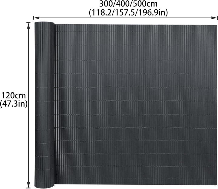 PVC Sichtschutzmatte Sichtschutzzaun 120x800CM, Anthrazit, Outdoor Sichtschutz mit verstärkten Lamel