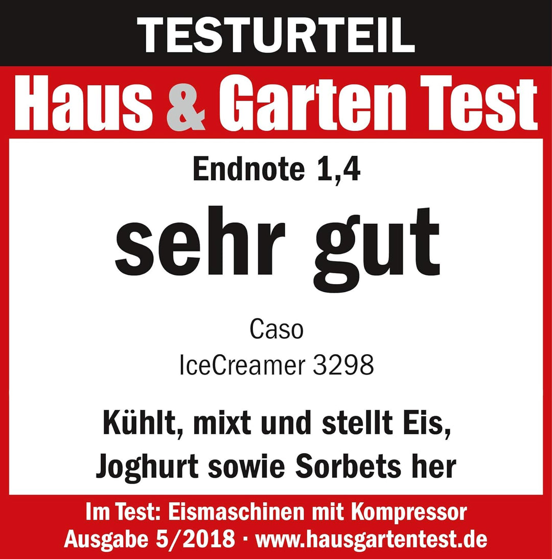 CASO Ice Creamer - 2 in 1 Design Eismaschine und Joghurtmaschine mit Kompressortechnik, kein Vorkühl