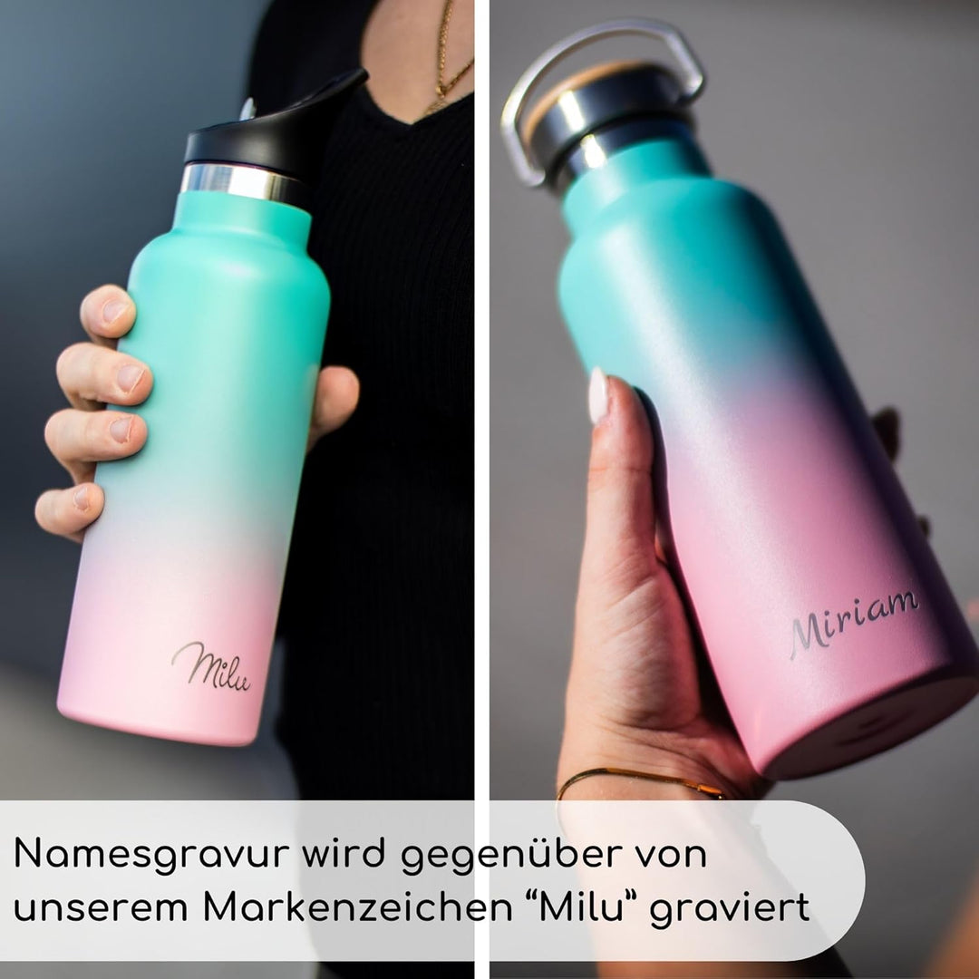 Milu® Trinkflasche mit Gravur personalisiert - als Geschenk-Idee Ostern, Vatertag, Muttertag, Weihna