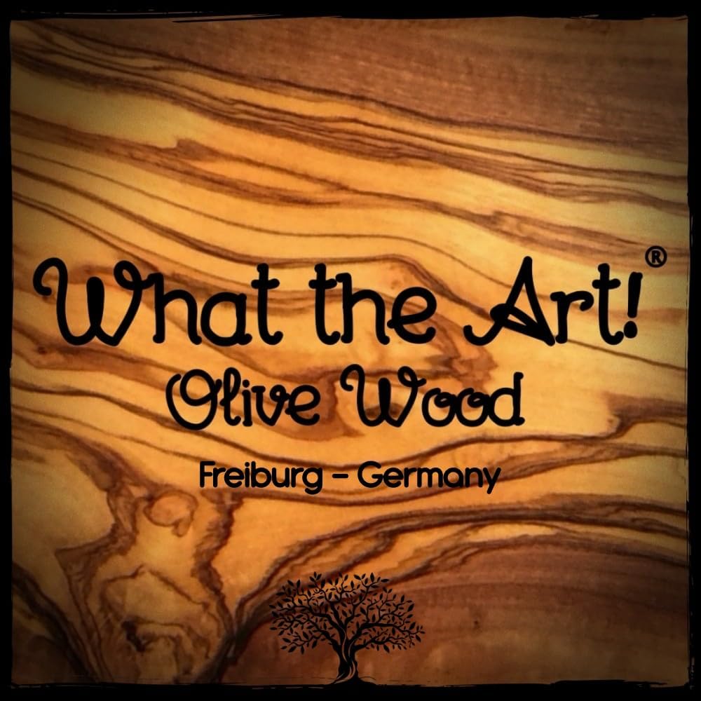 What the Art!® Olive Wood «Vesper» Gr. L | Olivenholz Schneidebrett + Dip-Schälchen | Handarbeit | c