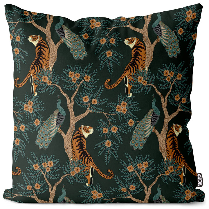 VOID Pfau und Tiger Kissenbezug Kissenhülle Sofakissen Kissen Deko Outdoor-Kissen Dekokissen, Kissen