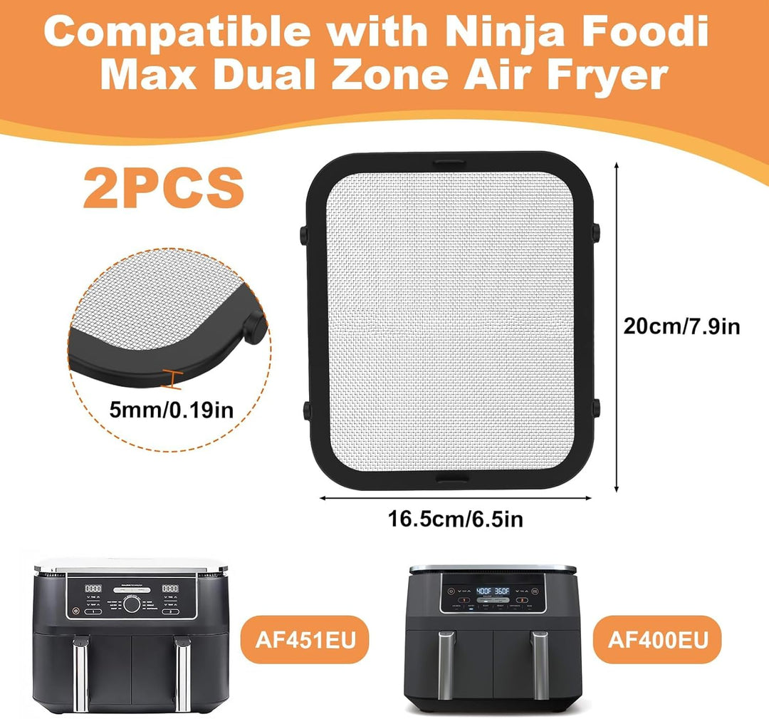 2 Stück Edelstahl Spritzschutz für Ninja Foodi Max Dual Zone AF400EU & AF451EU Heissluftfritteuse, M