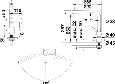 BLANCO LINUS-S – Moderne Küchenarmatur mit herausziehbarem Auslauf – Hochdruck – PVD Steel – 526242