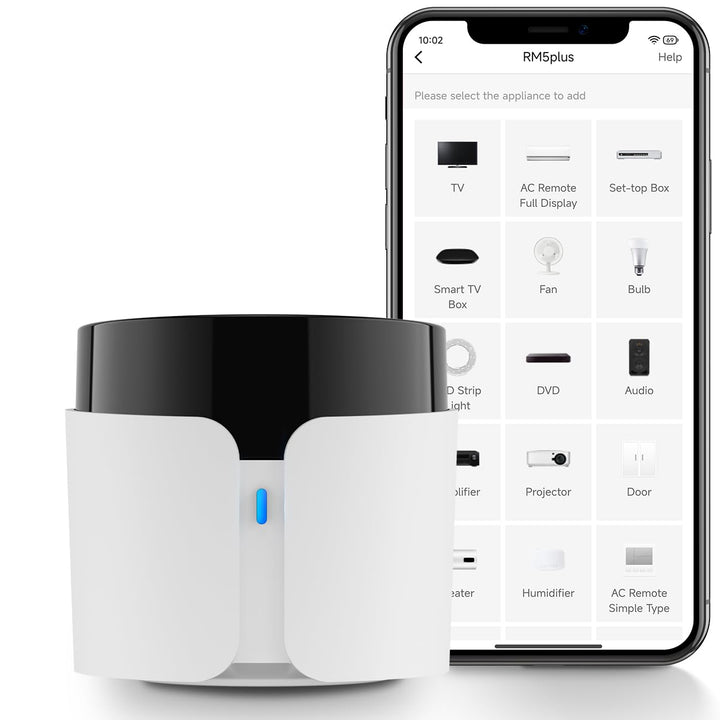 Broadlink RM5plus Universal Infrarot-Fernbedienung, Sprachsteuerung mit Alexa & Google Assistant, WL