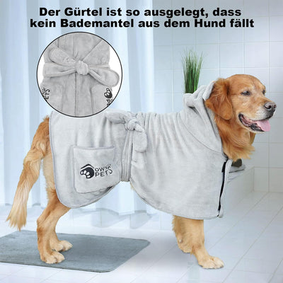 Ownpets Hundebademantel, Schnell Trocknend Frottee Badetuch, Saugfähiger Hunde Bademantel mit Klettv