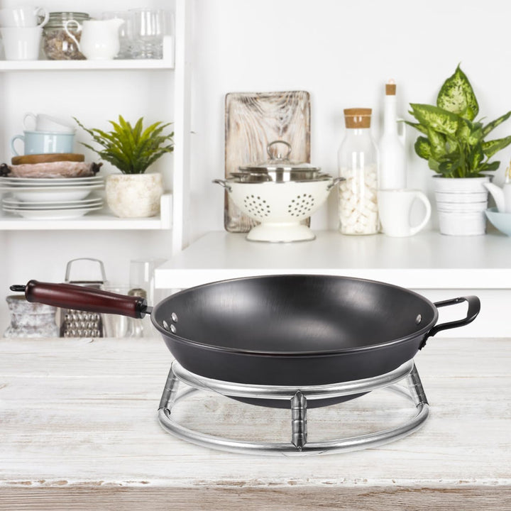 SOLUSTRE Topfständer Edelstahl 29cm Doppelwandig mit Rutschfestem Boden Wok Ring Herdablage für Pfan