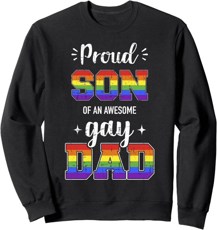 Stolzer Sohn von schwulem Vater mit Regenbogen Pride month Sweatshirt