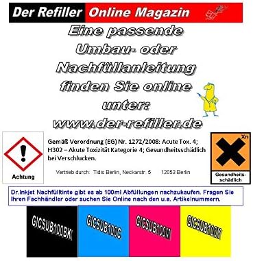 GIC - Hitzetransfertinte | Sublimationstinte 200ml Starterpack - Farbe Black, Cyan, Magenta, Yellow