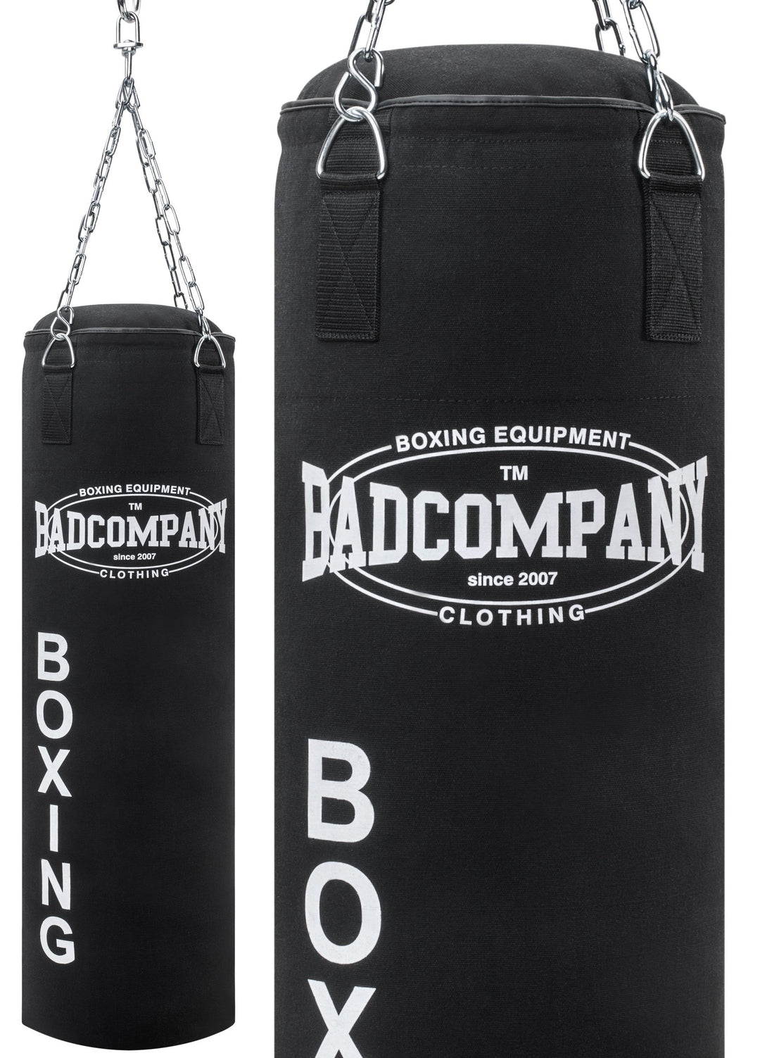 Bad Company Boxsack inkl. Heavy Duty Stahlkette I Canvas Punching Bag, gefüllt/ungefüllt I 80 x 30 c
