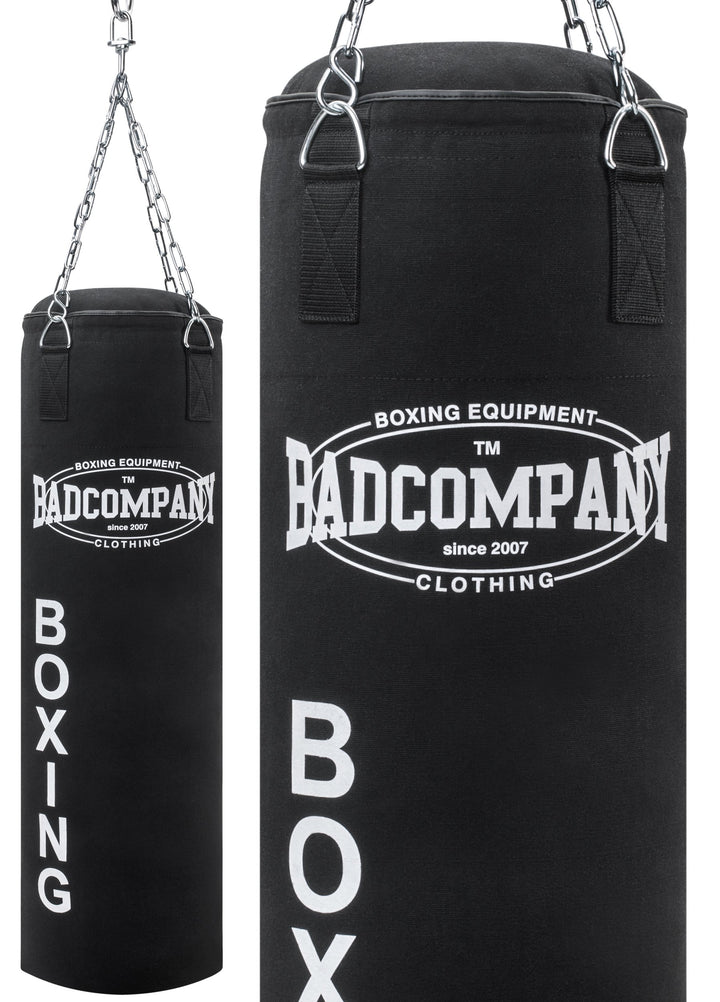 Bad Company Boxsack inkl. Heavy Duty Stahlkette I Canvas Punching Bag, gefüllt/ungefüllt I 80 x 30 c