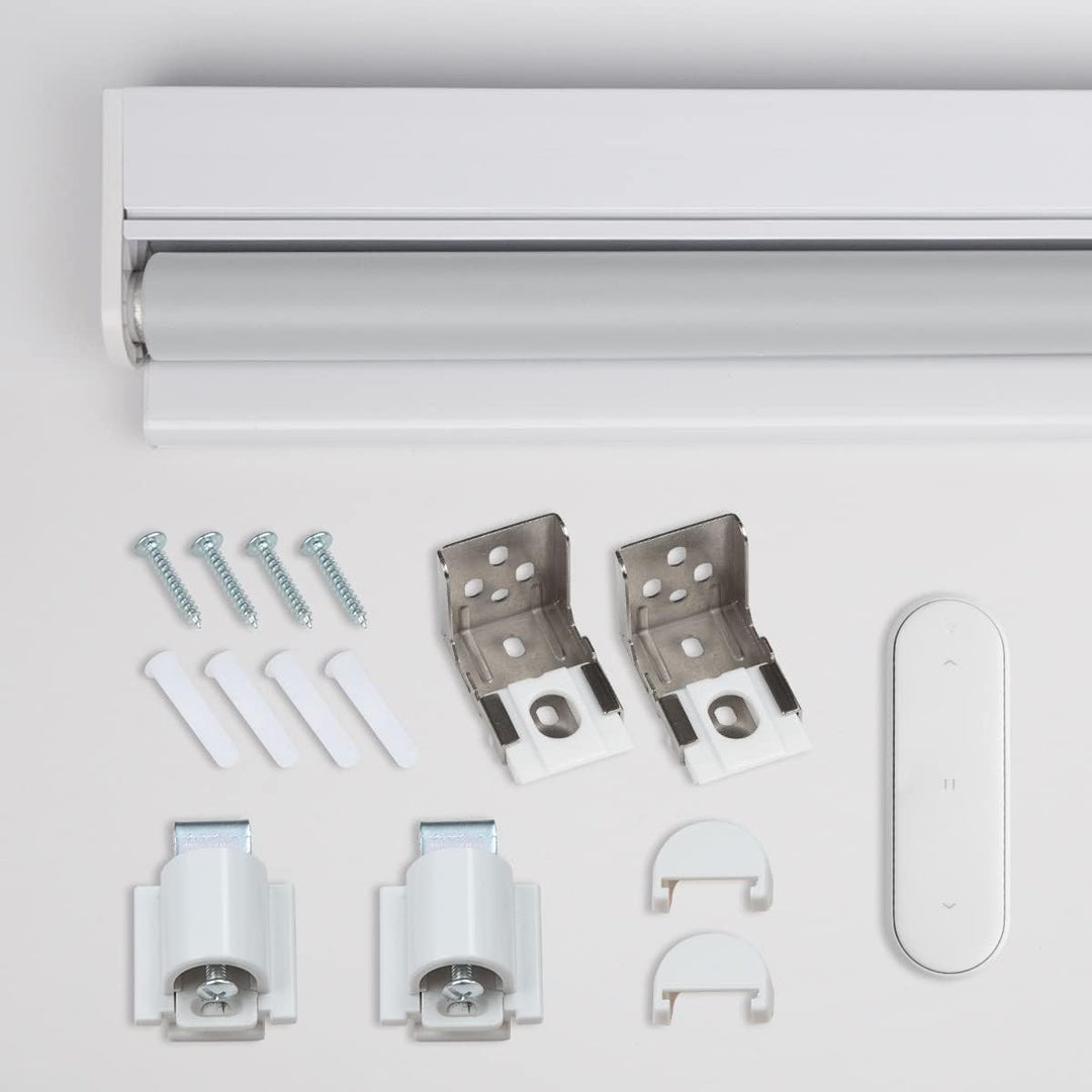 HOMEDEMO M100 Elektrische Rollos Verdunkelungsrollo mit Motor &amp; Fernbedienung Weiss 120x190cm Verdun