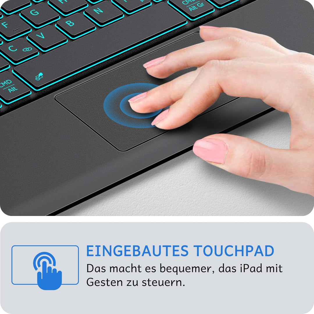 CACOE Hülle Tastatur Kompatibel mit iPad Pro 13 M5/M4 2025/2024 Hülle mit Touchpad, 7-Farbige Beleuc