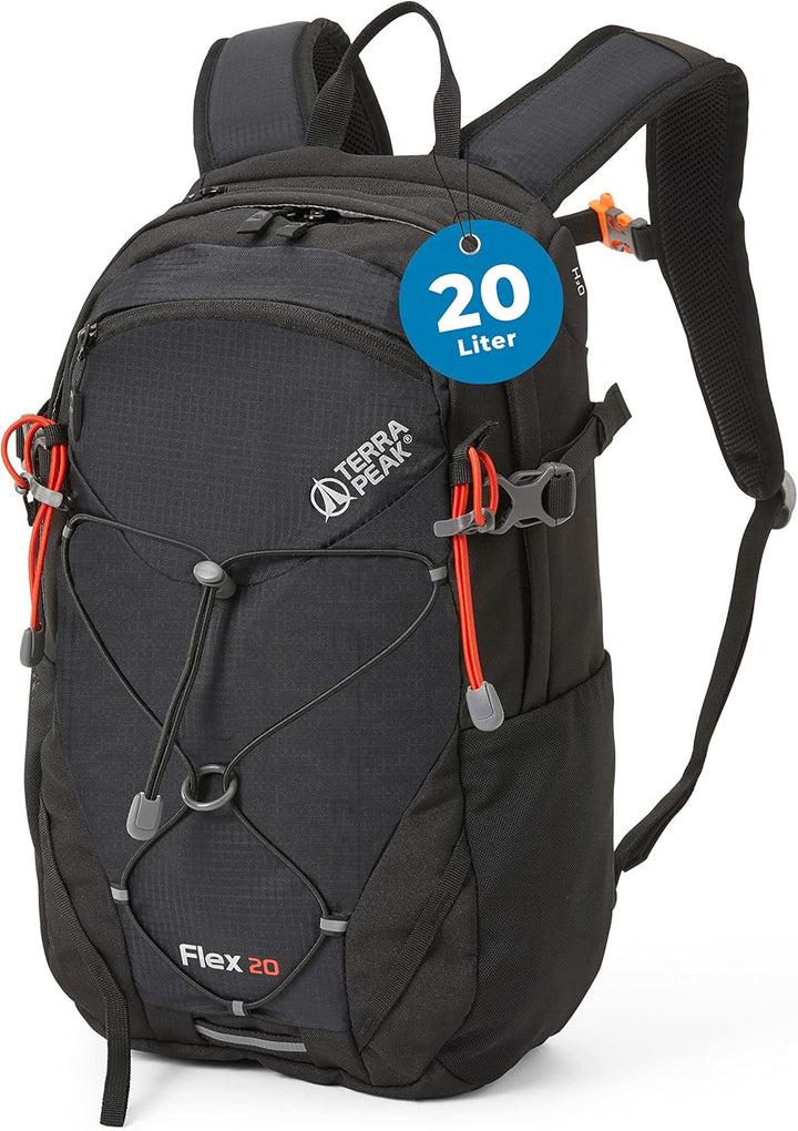 Terra Peak Wanderrucksack 20L Flex 20 Premium (klein) mit Rückenbelüftung, Trinksystem & Regenschutz