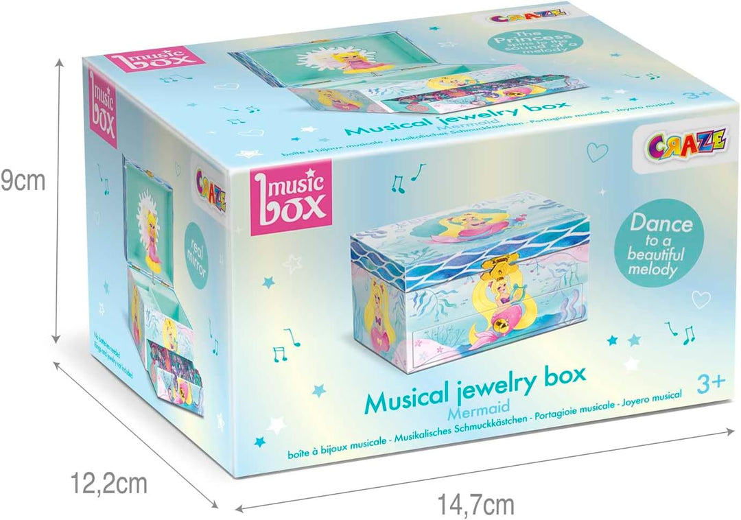 CRAZE MUSIC BOX Mermaid | Spieluhr mit Melodie, Mädchen Schmuckkästchen mit drehender Meerjungfrau,