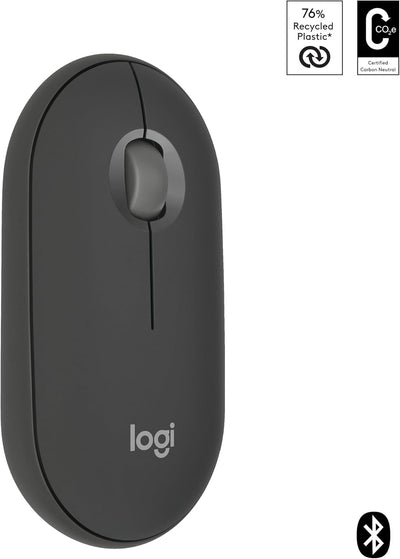 Logitech Pebble Mouse 2 M350s schlanke kabellose Bluetooth-Maus, mobil, leicht, anpassbare Taste, le