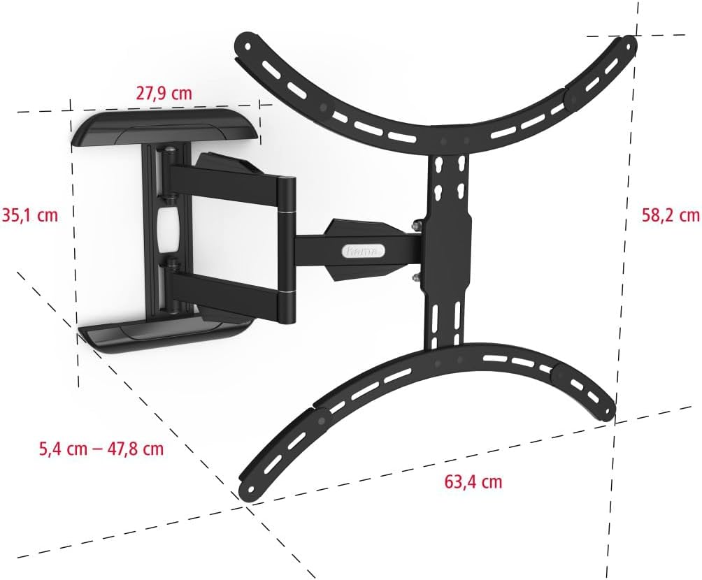 Hama TV Wandhalterung schwenkbar, neigbar, ausziehbar (TV Wandhalterung 37-75 Zoll, VESA 200x200 bis