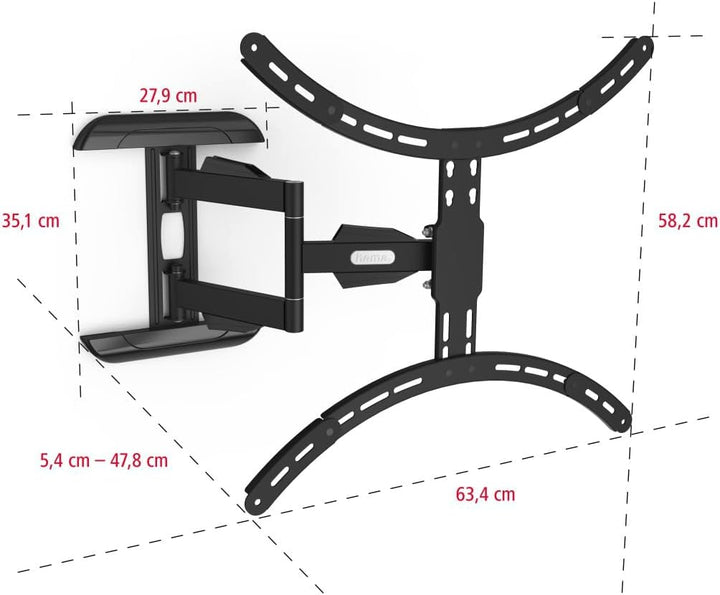 Hama TV Wandhalterung schwenkbar, neigbar, ausziehbar (TV Wandhalterung 37-75 Zoll, VESA 200x200 bis