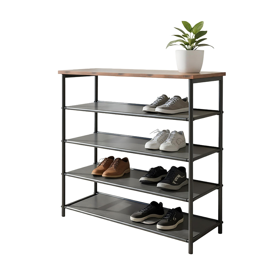 Relaxdays Schuhregal, HBT: 75x75x30 cm, 4 Vliesebenen für 12 Paar Schuhe, Ablage, Industrial Schuhab