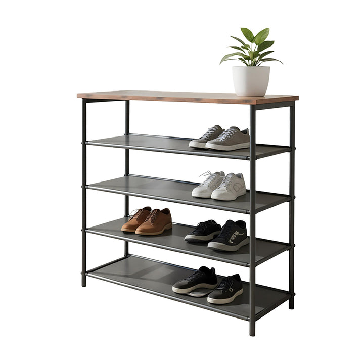 Relaxdays Schuhregal, HBT: 75x75x30 cm, 4 Vliesebenen für 12 Paar Schuhe, Ablage, Industrial Schuhab