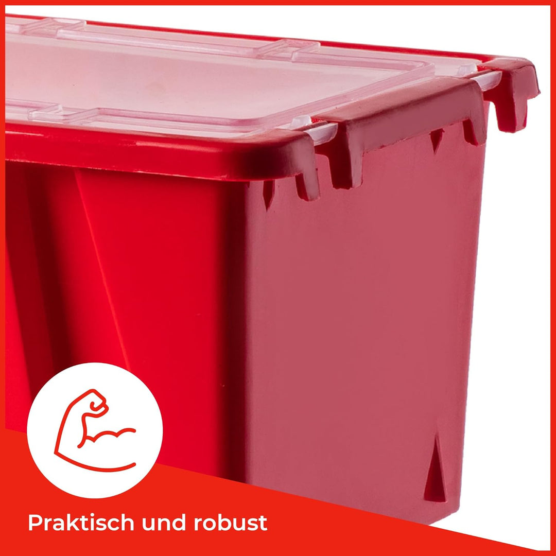 KADAX Stapelkiste mit Deckel, Lagerbox aus PP Kunststoff, Sichtlagerbox in verschiedenen Grössen und