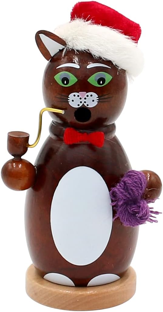 Dekohelden24 Trendige Moderne Holz-Räucherfigur Katze, in dunkel braun, L/B/H 5 x 5 x13 cm