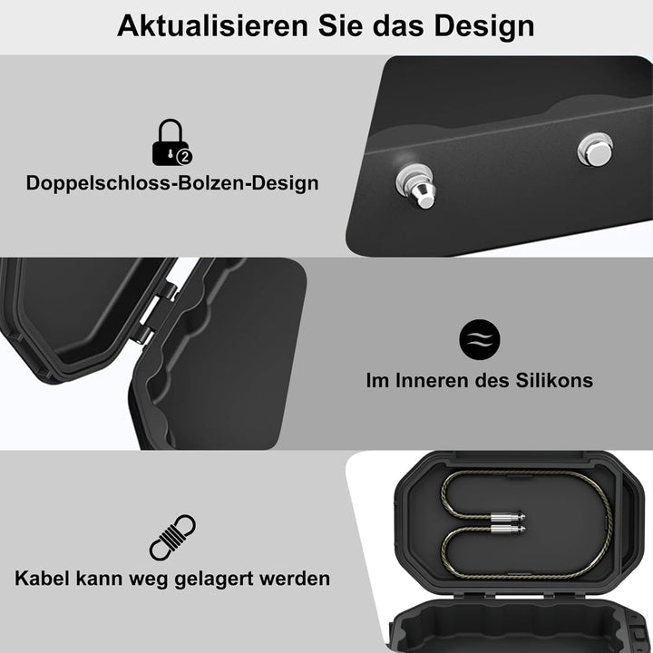[IP68 Wasserdicht]Diyife Tragbarer Tresor, Mini Tresor, 4 Stellig Zahlencode, Abnehmbare Kabel, Dopp