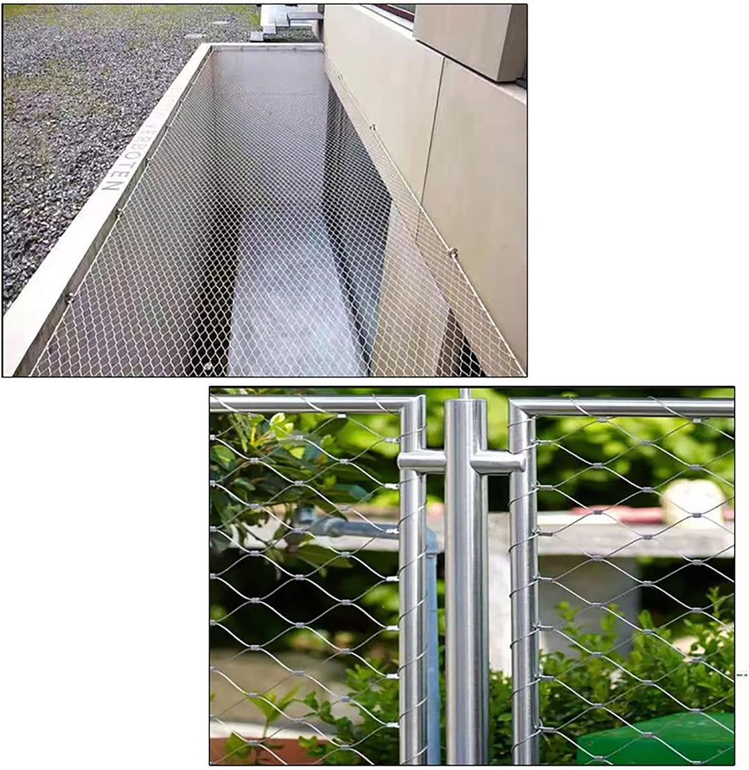 DTVEW 304 Edelstahl-Seilnetz, Multifunktionales Metallgeflecht, Maschendrahtzaun, Gartenzaun, Horizo