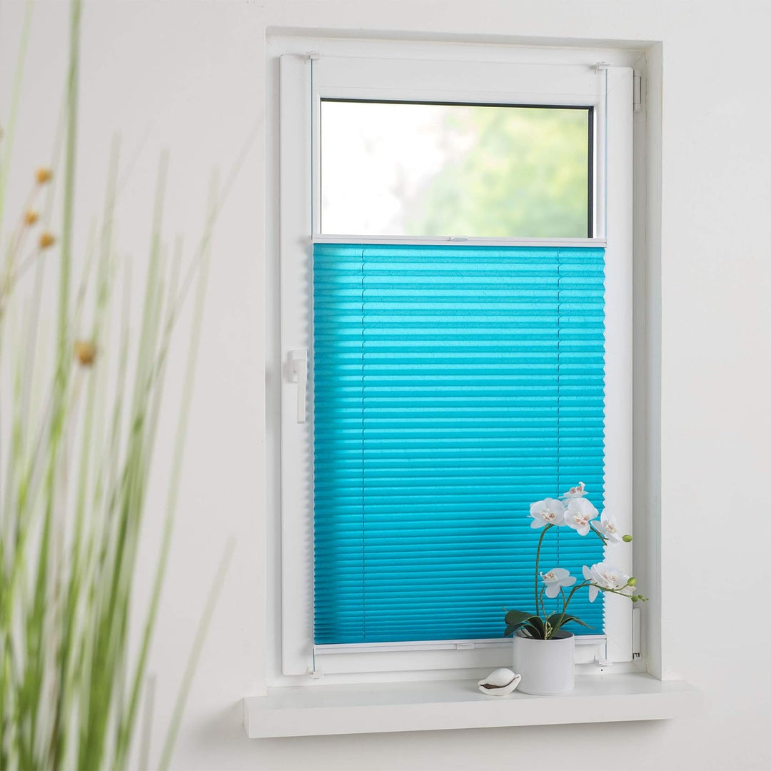 Liedeco® Plissee verspannt mit Klemmträger / 60 x 150 cm Blue Lagoon (blau) (Breite x Höhe) / lichtd