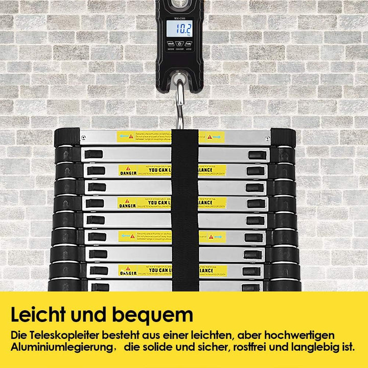 Herrselsam Teleskopleiter Aluminium, 2.6M Ausziehbare Leiter, Teleskop Ausziehleiter 150 kg Belastba