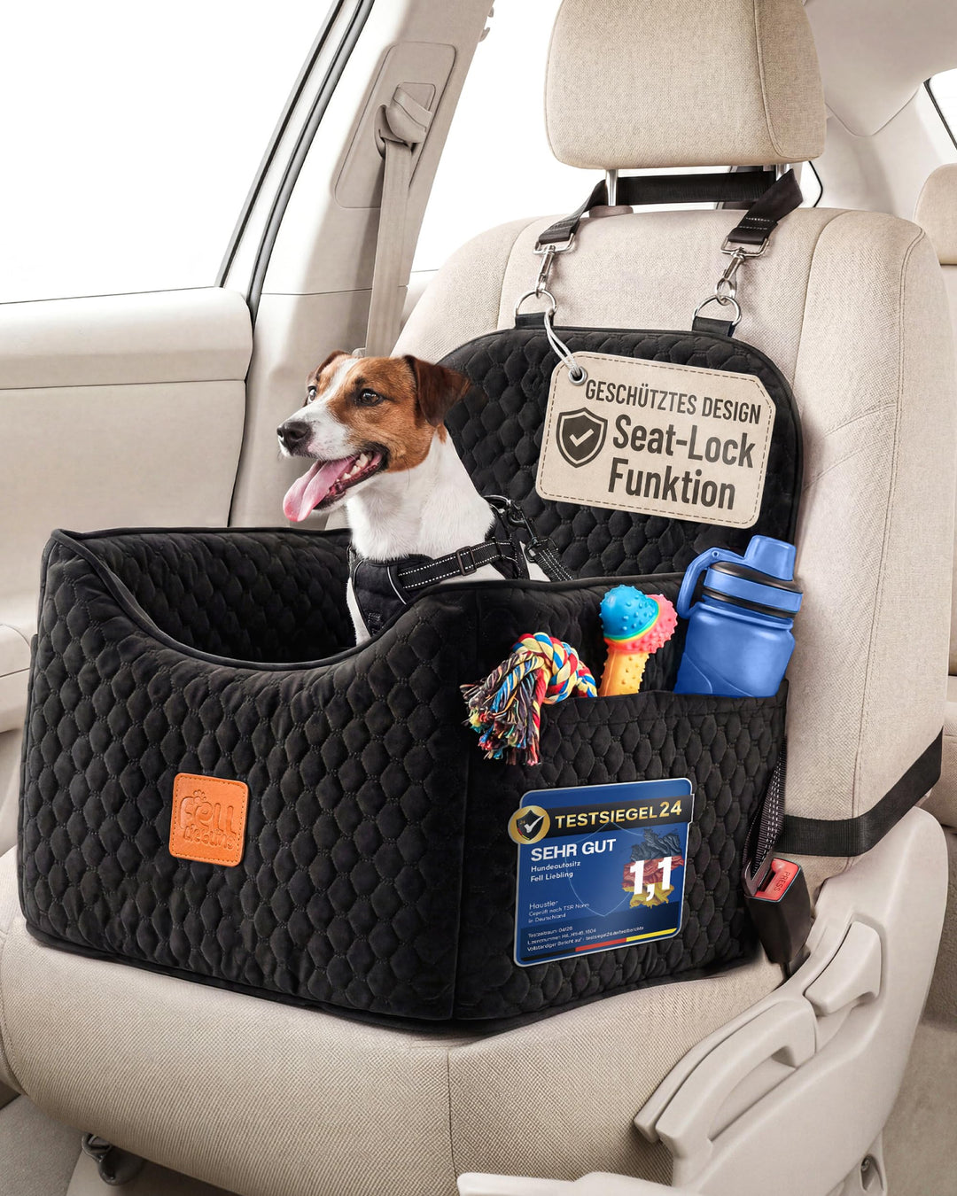 Premium Hunde Autositz, orthopädischer Autositz Hund, Hundesitz Auto Rückbank waschbar, Hundeautosit