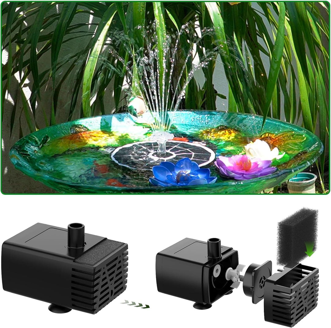 AISITIN Solarbrunnen für Draussen, Solar Springbrunnen für Aussen 3,7W mit 4 Sprüh Effekten,Solar Te