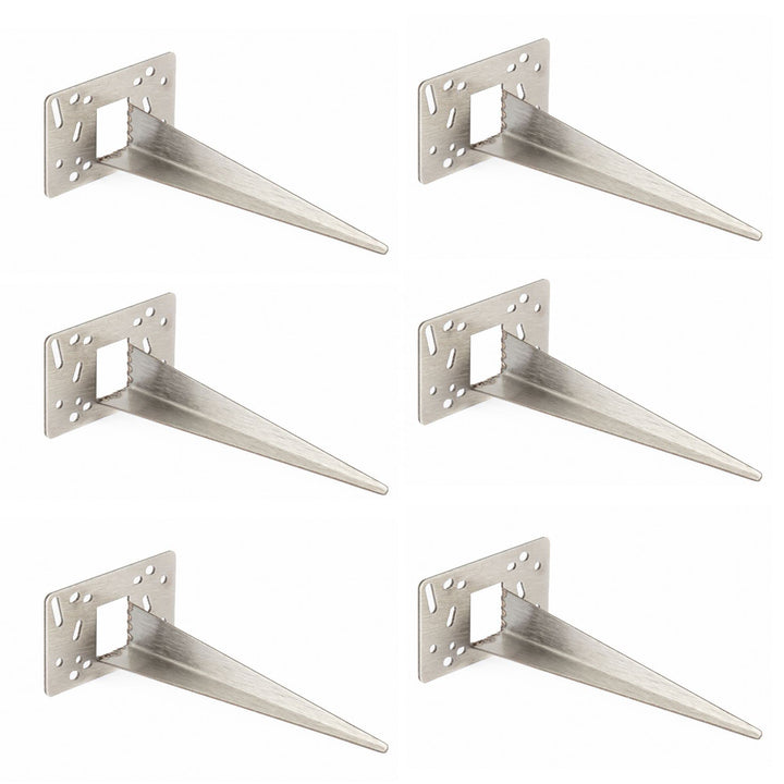Novatool 6 x Gartenspies 10 x 6 x 18 cm Edelstahl Profi Bodenanker für Lampen Bodenhülse Erdanker Ga