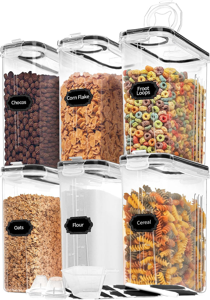 Skroam Müslibehälter, 6 Stück, luftdichte Frischhaltedosen mit Deckel, Kunststoff, Müsli-Spender für
