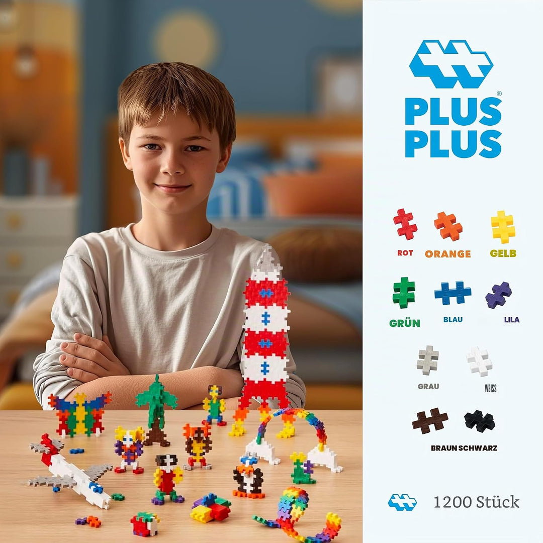 Plus-Plus 9603320 Geniales Konstruktionsspielzeug, Open Play Basic, Bausteine-Set, Teile, bunt, 1200