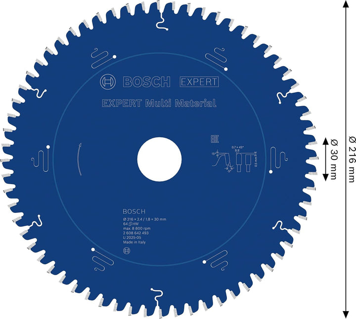 Bosch Professional 1x Kreissägeblatt Expert for Multi Material (für Multimaterial, Sägeblatt Ø 216 x