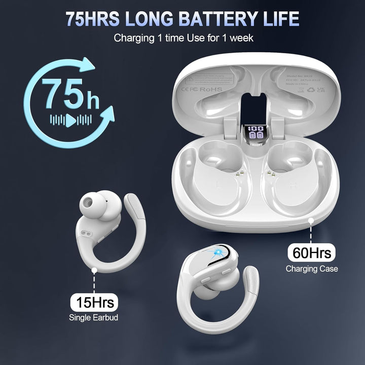 2026 Bluetooth Kopfhörer in Ear Sport, 75Std Kopfhörer Kabellos Bluetooth 5.4, 3D-Stereo Bass Wirele