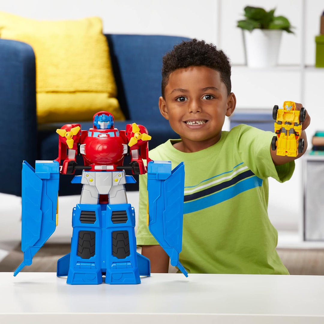 Transformers Spielzeuge Optimus Prime Jumbo Jet Flitzer Spielset mit 11 cm grosser Bumblebee Figur,