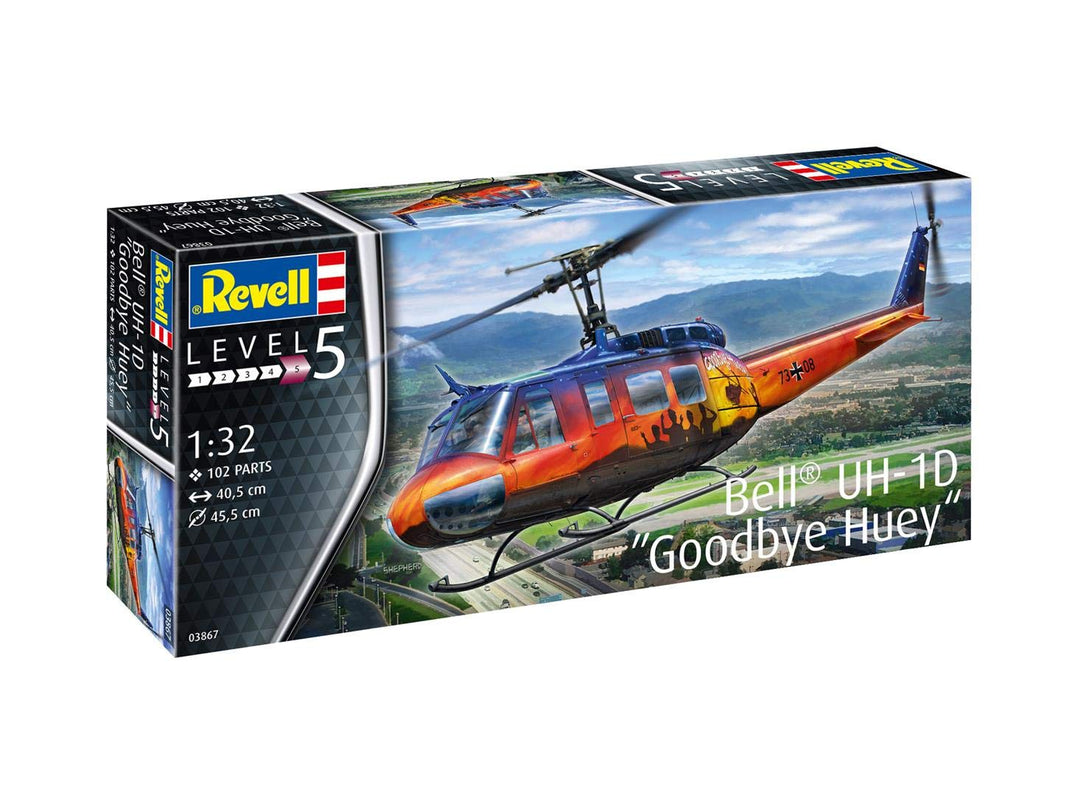 Revell 03867 Bell UH-1D Goodbye Huey, der Teppichklopfer zum Selberbauen, Helikoptermodell 1:32, 40,