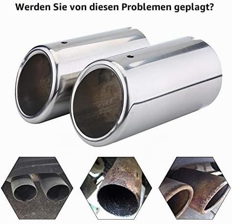 Keenso Auto Auspuffblende, 1 Paar Auto 67mm Edelstahl Auspuff Schalldämpfer Endrohr Endrohrblenden