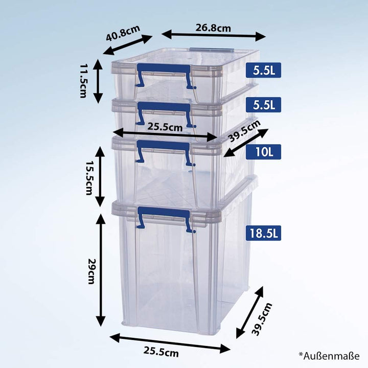 Bankers Box ProStore Aufbewahrungsboxen mit Deckel Set (2x 5,5 Liter + 1x 10 Liter + 1x 18,5 Liter)