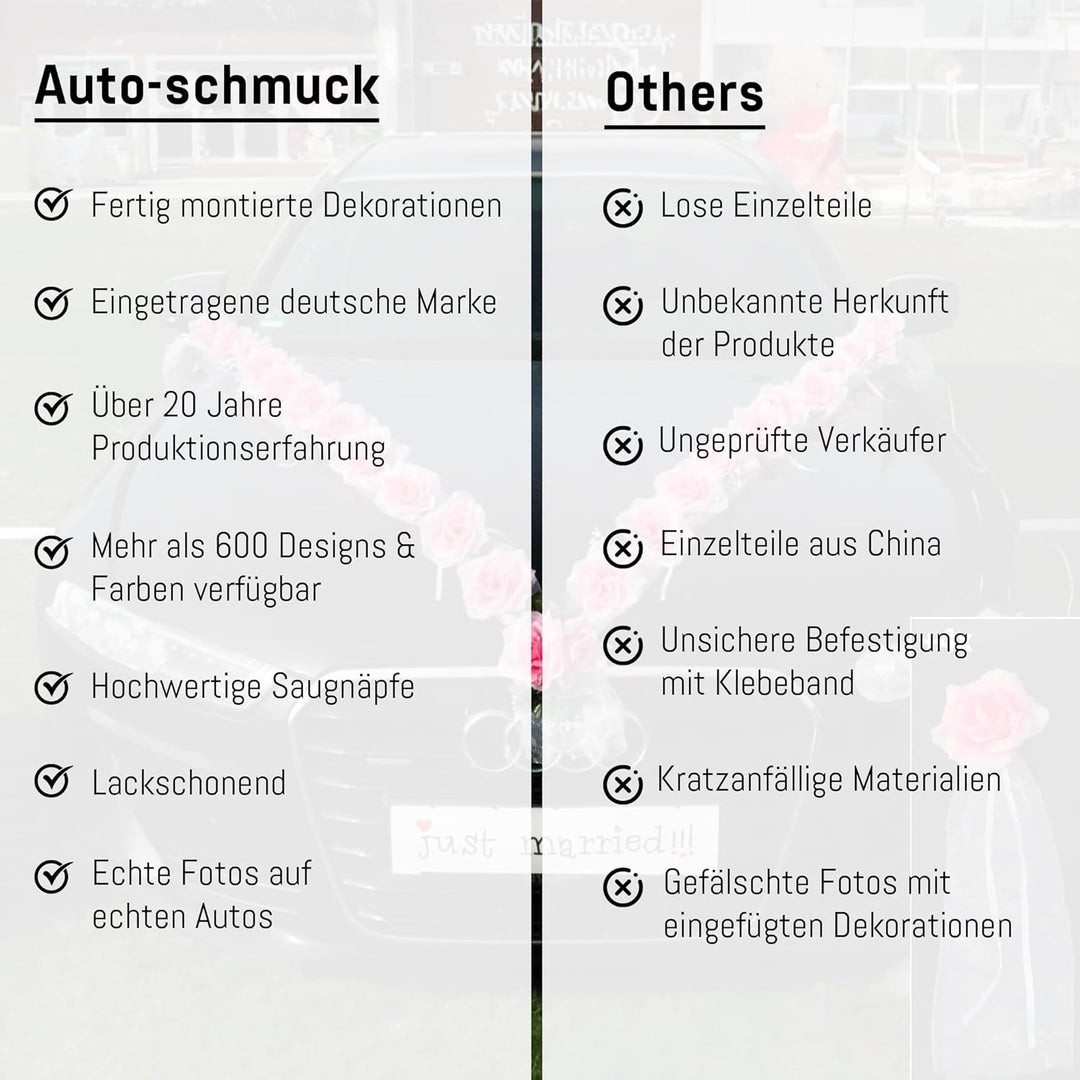 Rosen Girlande Braut Paar Rose Deko Dekoration Autoschmuck Hochzeit Car Auto Wedding ®Auto-schmuck D