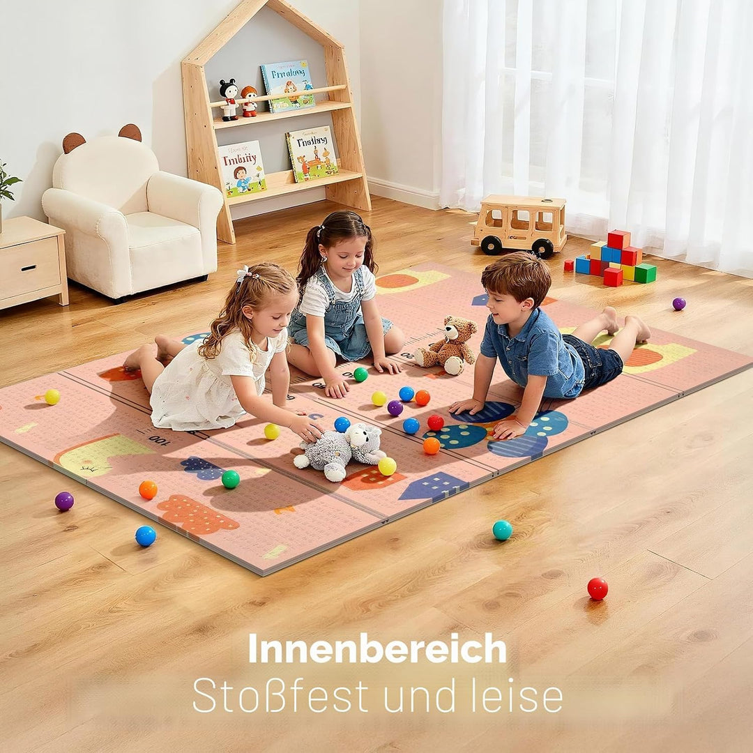 Krabbelmatte 180x120cm – Baby Spielmatte doppelseitig, Krabbeldecke aus XPE 1cm, faltbar, wasserdich