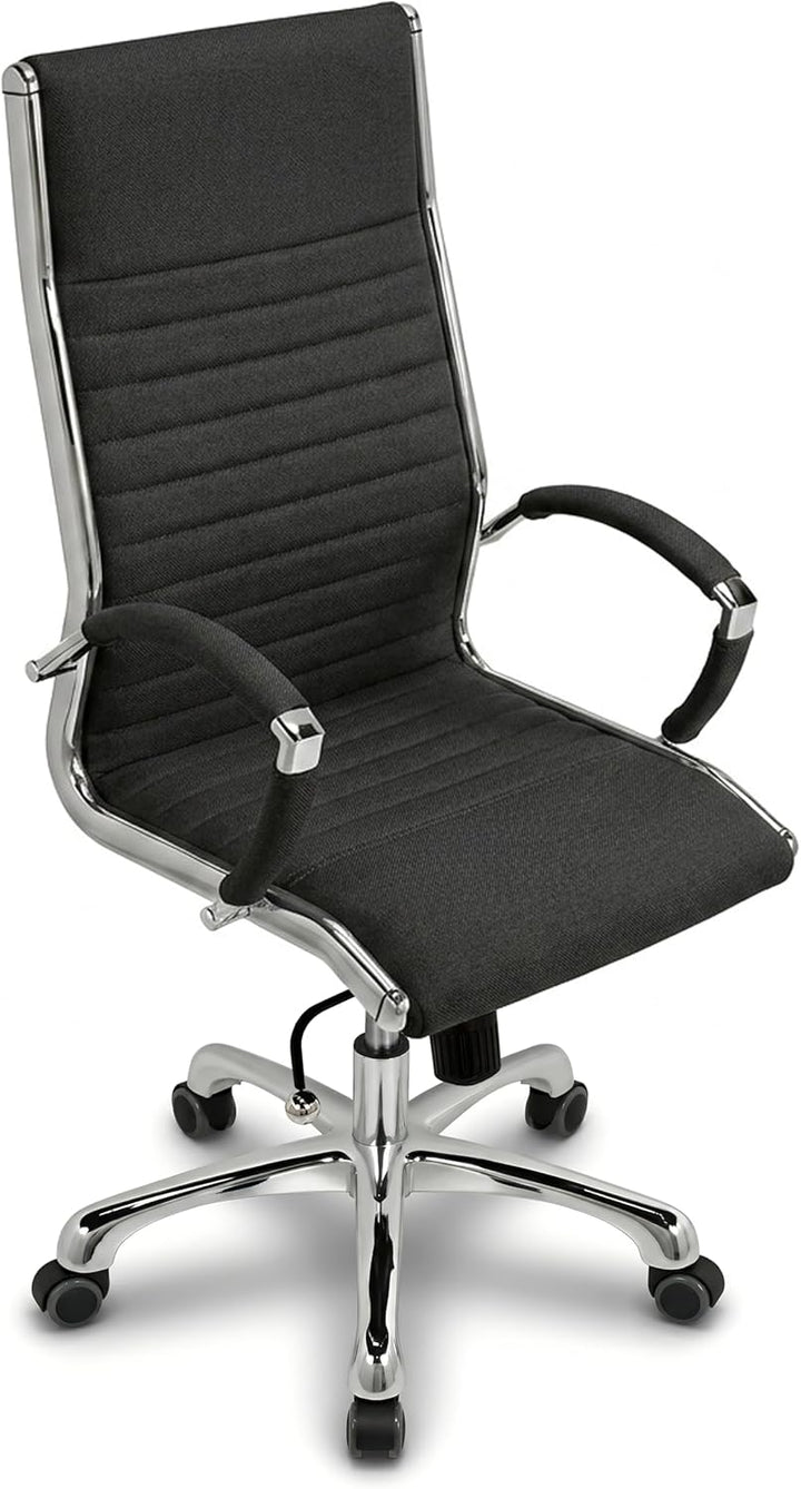 VERSEE Premium Chefsessel Montreal in Stoff Schwarz - Ergonomischer Bürostuhl für Büro und Home-Offi