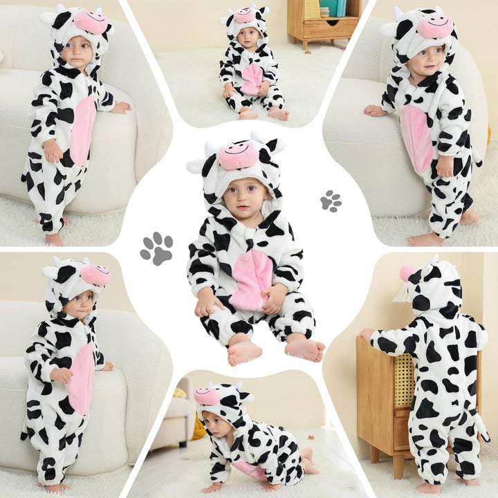 COOKY.D Unisex Winter Hooded Romper Jumpsuit 2-36 Months 2-5 Monate Kuh, 2-5 Monate Kuh