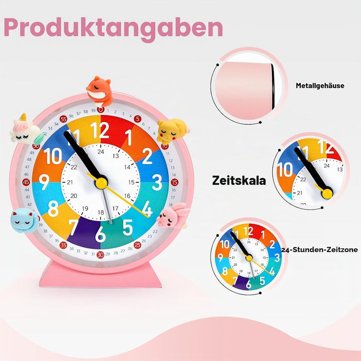Wecker Kinder, Kinderwecker für Schulanfänge, Kein Tickendes Geräusch, Mit Nachtlicht und Schlummerf