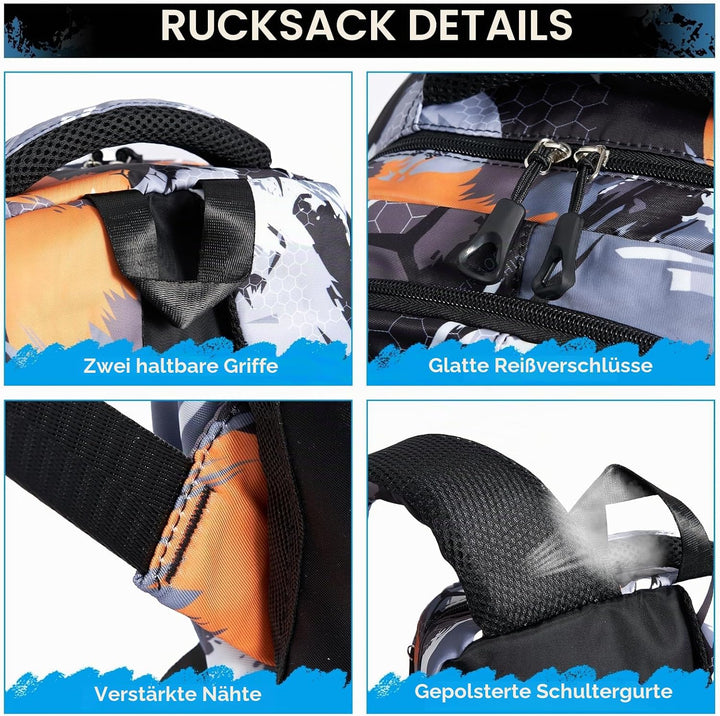 Amythe Schulrucksack Trolley für Jungen, Schulranzen mit Rollen für Kinder Teenager, Modischer Schul