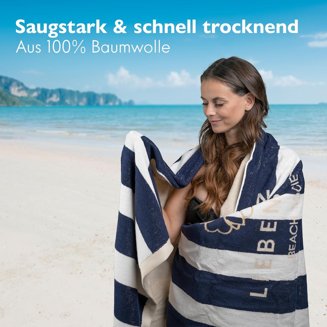 Liebenstein® Premium Strandtuch Beach Society – 100x180 cm – softig weiches Strandhandtuch mit styli